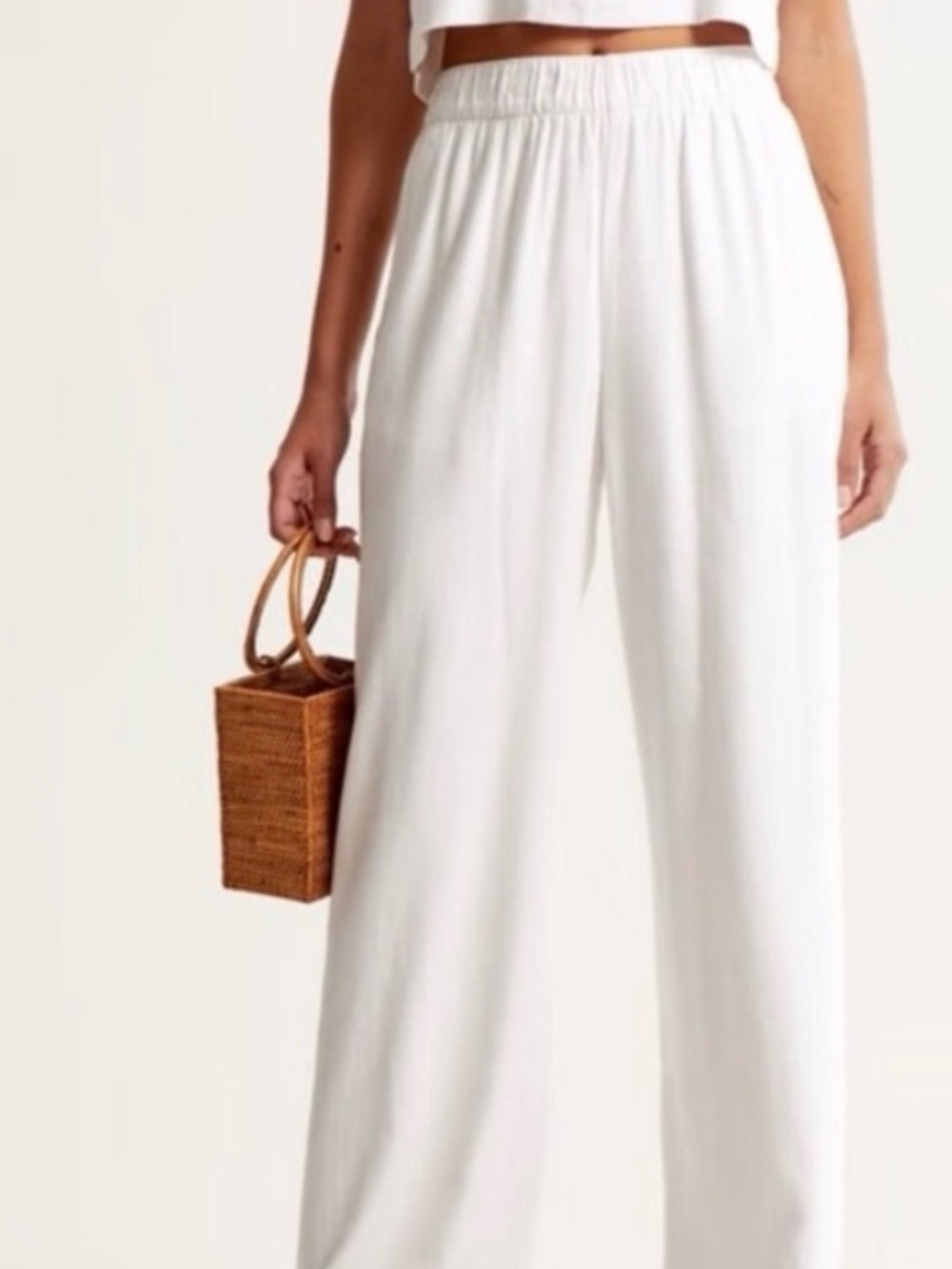 A&F High Waisted Wide Leg Linen Pants - SHORT